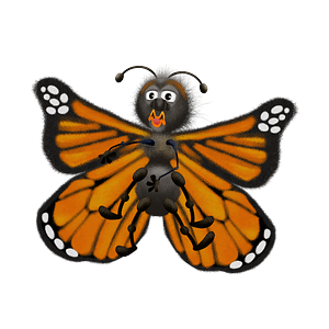 The BUTTERFLY PUPPET is part of a line of  silly bug characters. This digital puppet is fully rigged for Adobe Character Animator with lip sync, head and body turns, triggerable expressions and limb IK behaviors.