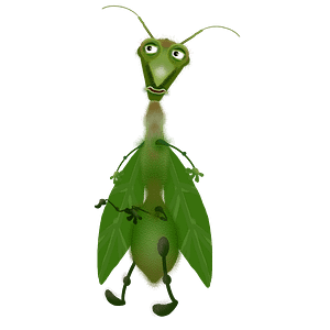 The PRAYING MANTIS PUPPET is part of a line of  silly bug characters. This digital puppet is fully rigged for Adobe Character Animator with lip sync, head and body turns, triggerable expressions and limb IK behaviors.