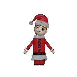 This puppet is a cute set of wooden toy characters.  It is fully customizable with nine outfit options that allow you to dress your puppet for Christmas. Your character can be dressed as an elf, a toy soldier, a present, a reindeer, Santa, a snowman, in an ugly sweater, in Christmas pajamas or as a Christmas cookie chef!    It has three pupil color options of blue, brown or green and eight hair options. The hair can be long or short, and is yellow, orange, brown or black.
