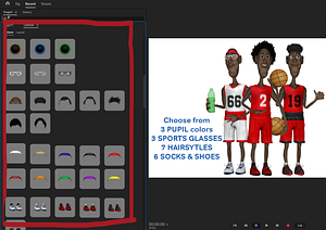 Antonio black male basketball digital puppet customizable accessories shoes, hair, pupils