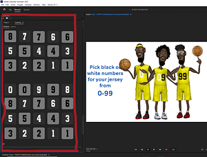 Jordan bearded black male basketball digital puppet uniform numbers 0-99