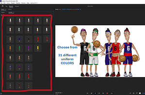 digital puppet basketball player Tyler Uniform colors