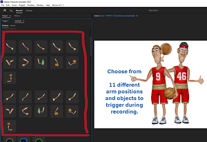 Digital puppet basketball player Tyler arm postitions